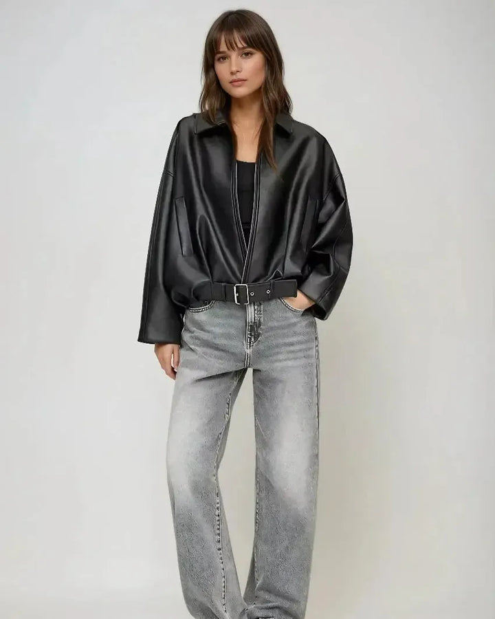 Arvella – Veganská kožená bunda s páskem