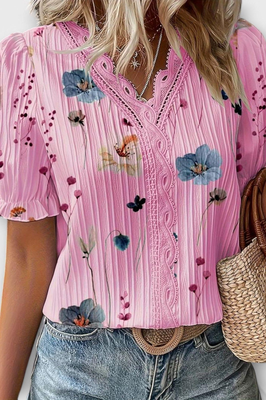 Bruna - Stylový top s V-výstřihem ve tvaru srdce