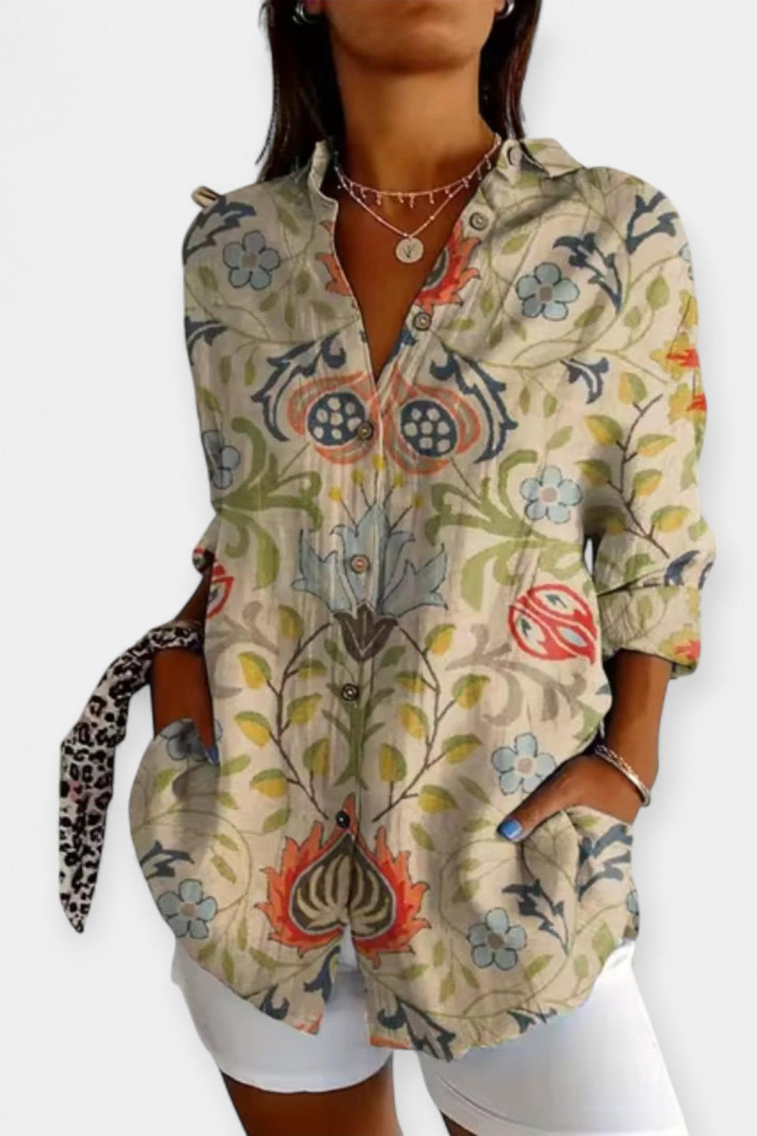 Košile na knoflíky s květinovým vzorem