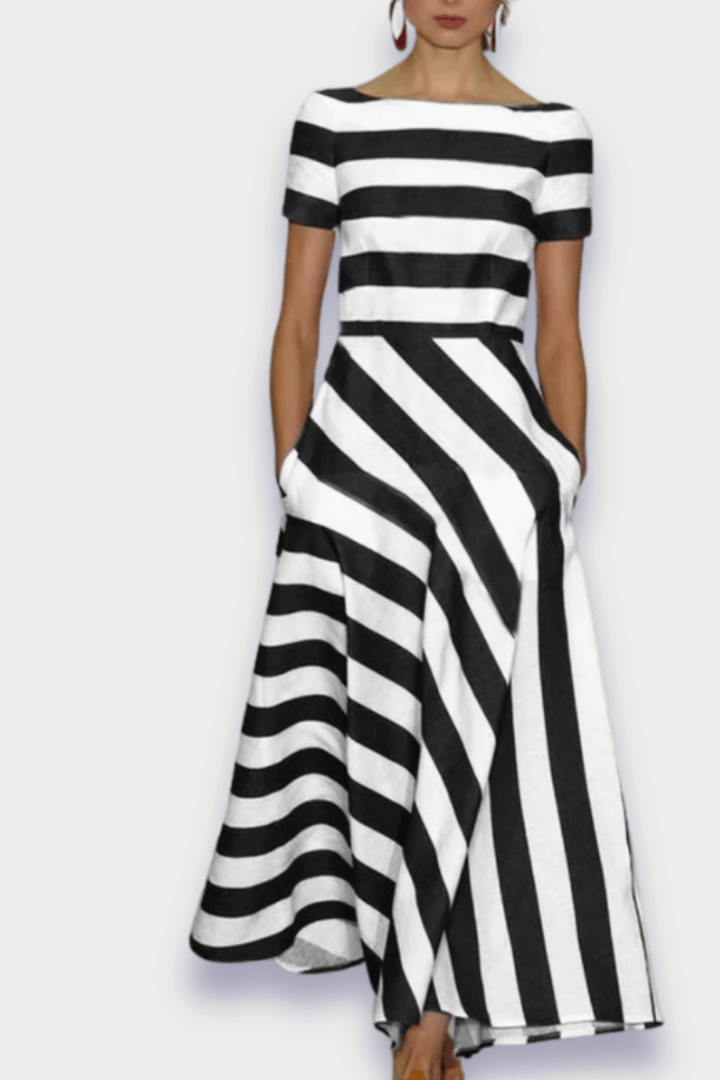 Ručně vyráběné pruhované dlouhé šaty