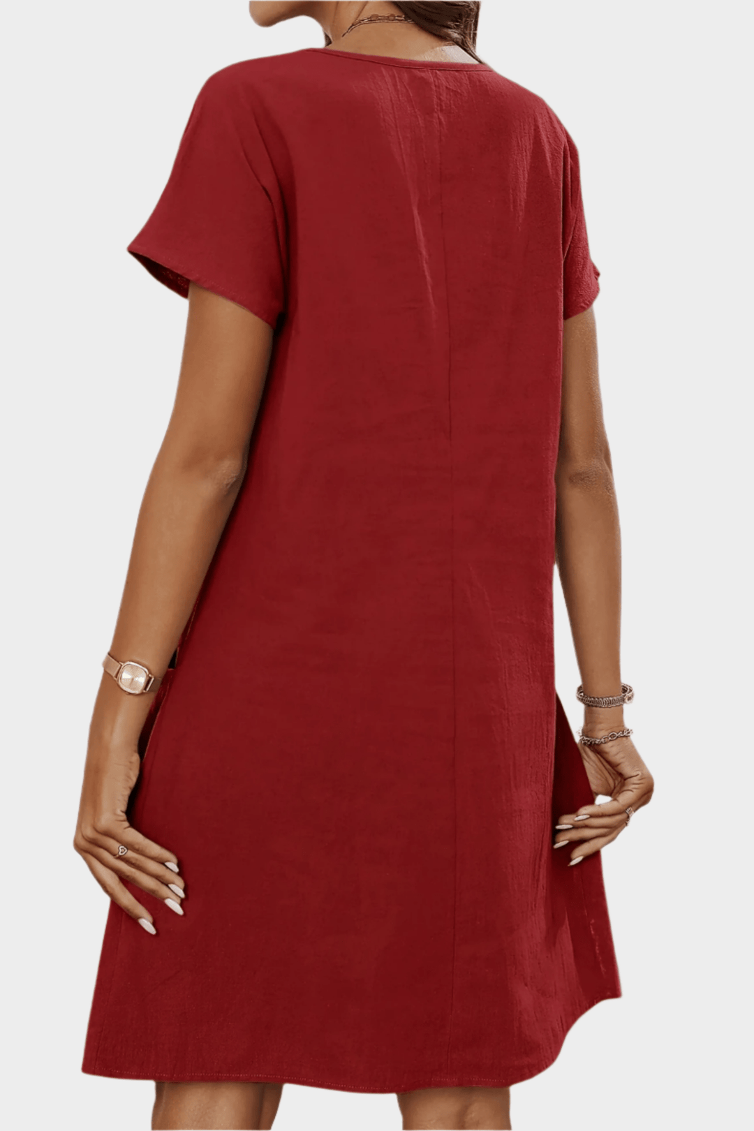 Vínová krátká šaty s zipem