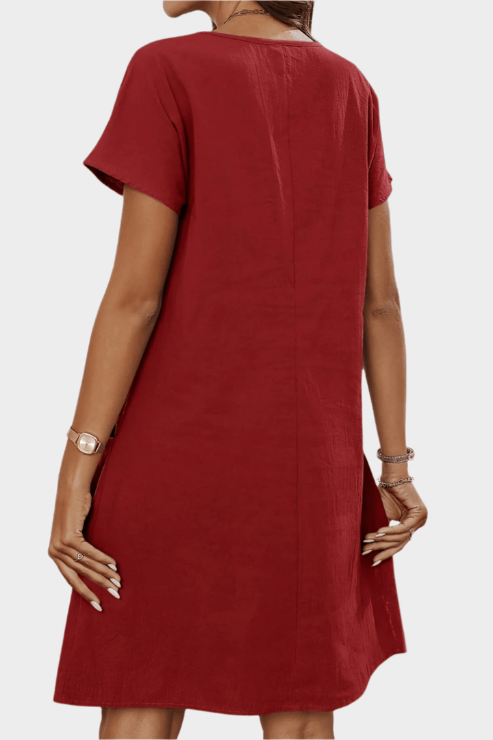 Vínová krátká šaty s zipem