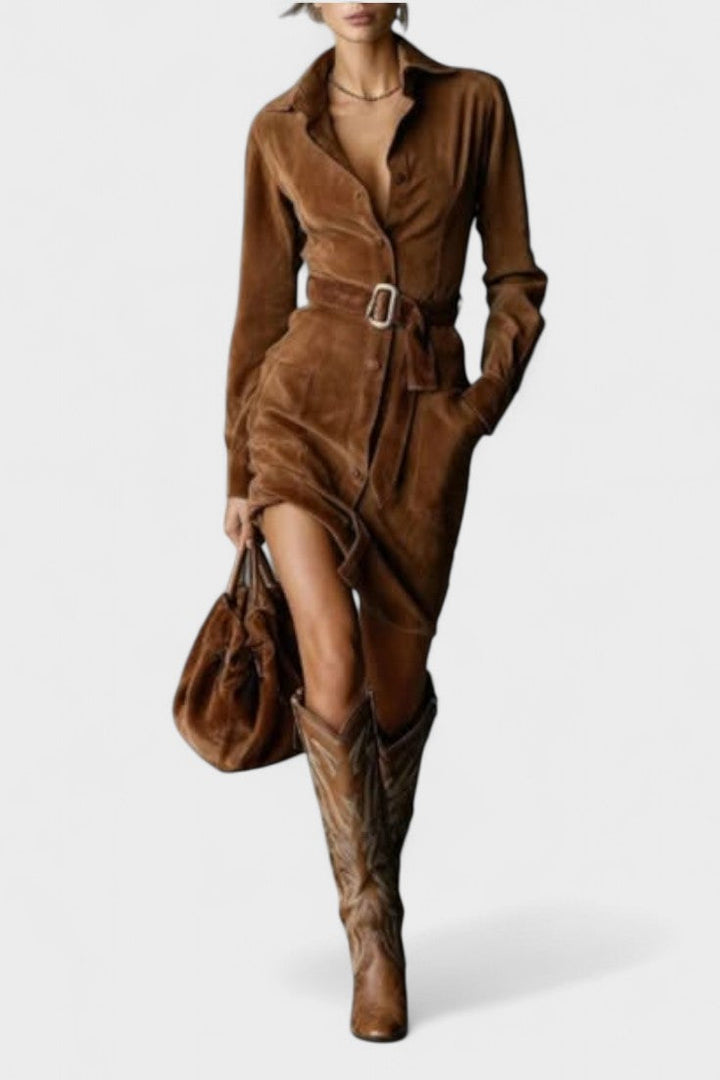 Veronika™ | Semišové midi šaty