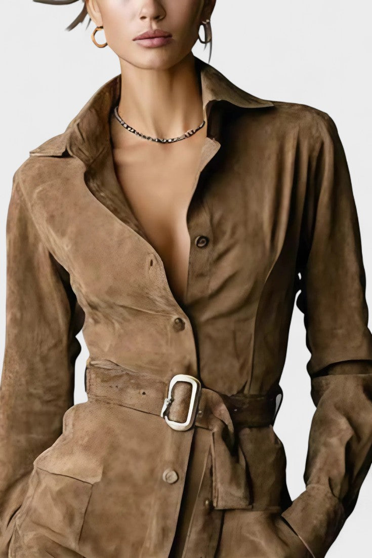 Veronika™ | Semišové midi šaty